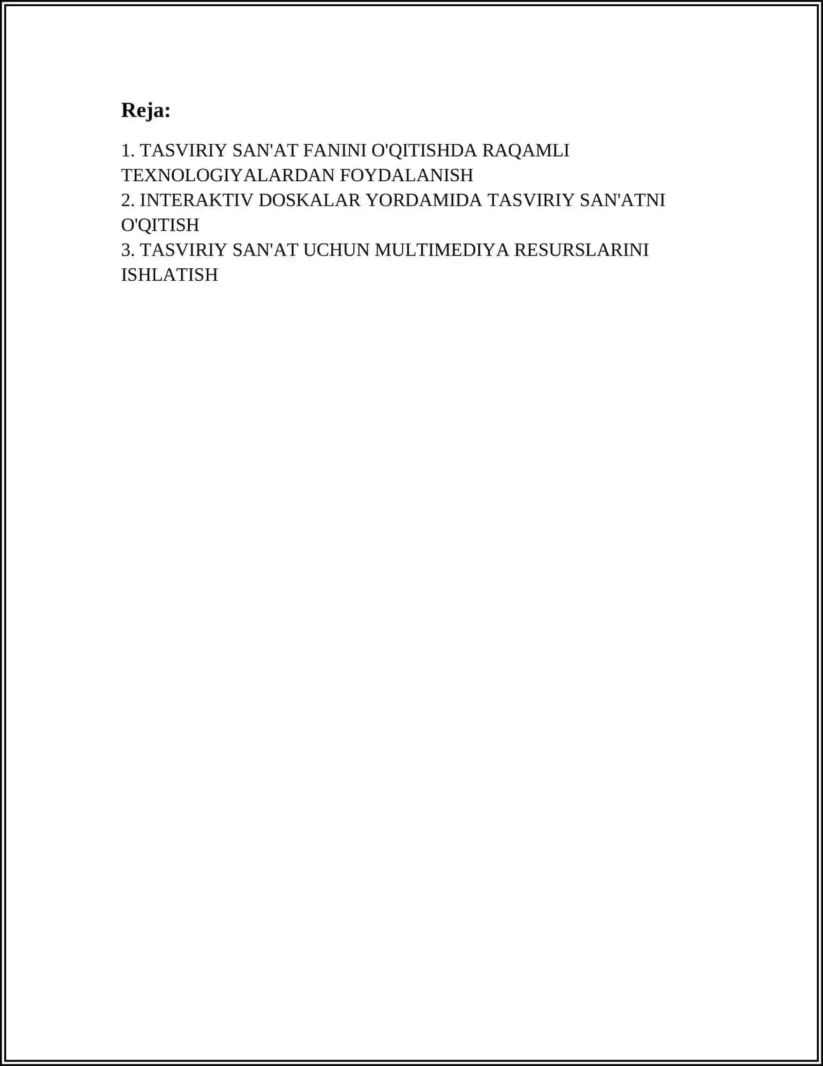 TASVIRIY SAN'AT FANINI O'QITISHDA ZAMONAVIY PEDAGOGIK TEXNOLOGIYALARDAN FOYDALANISH 2