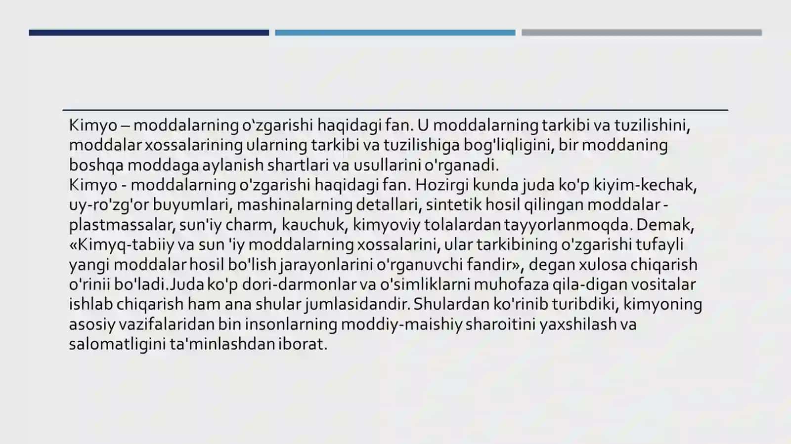 KIMYO FANINING BOSHQA BIOLOGIYA, EKOLOGIYA, GEOGRAFIYA VA BOSHQA FANLAR BILAN BOG'LIQLIGI 2