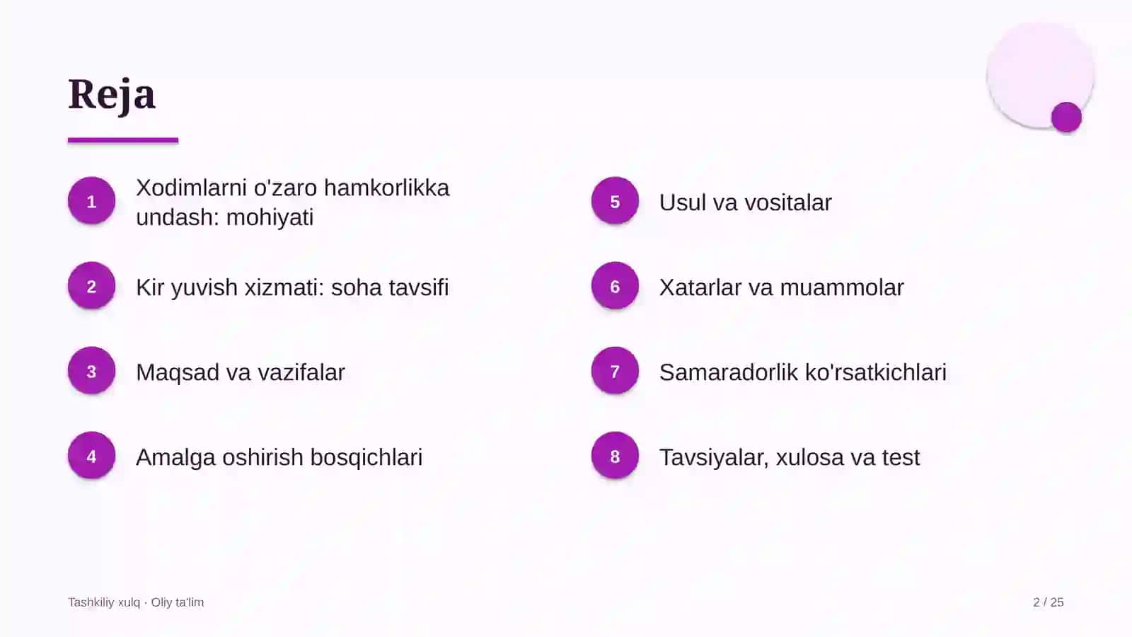 Kir yuvish xizmatida xodimlarni o'zaro hamkorlikka undash 2