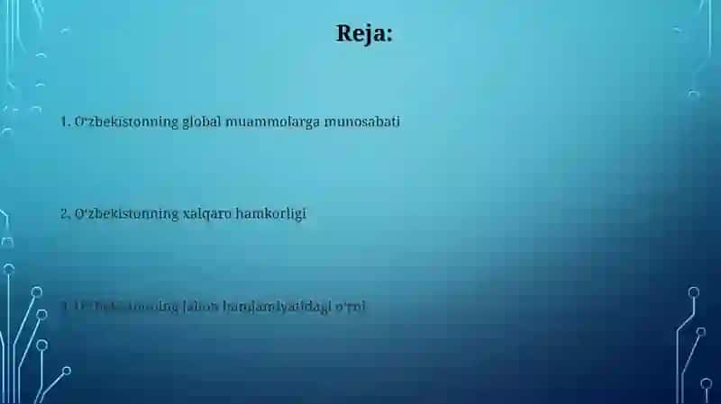 Oʻzbekiston va jahon hamjamiyati 2