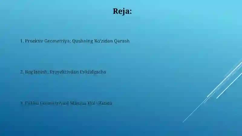 Proektiv Geometriya: Qushning Ko'zidan Qarash 2
