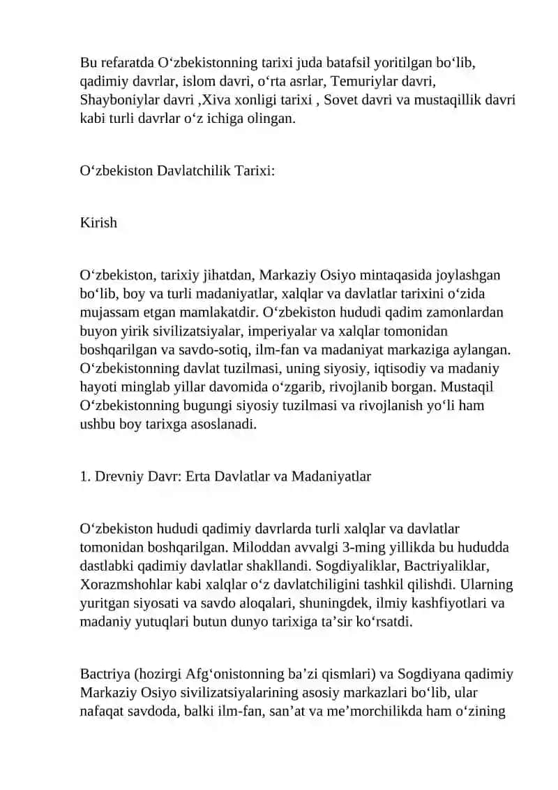 O’zbekiston Davlatchilik Tarixi 2