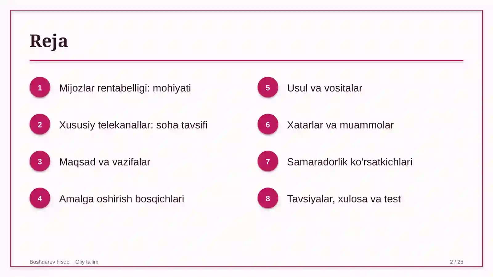 xususiy telekanallarda mijozlar rentabelligini hisoblash 6302 2