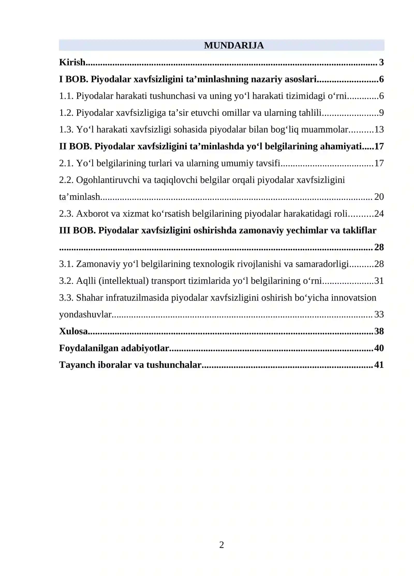Piyodalar xavfsizligini ta’minlashning nazariy asoslari 2