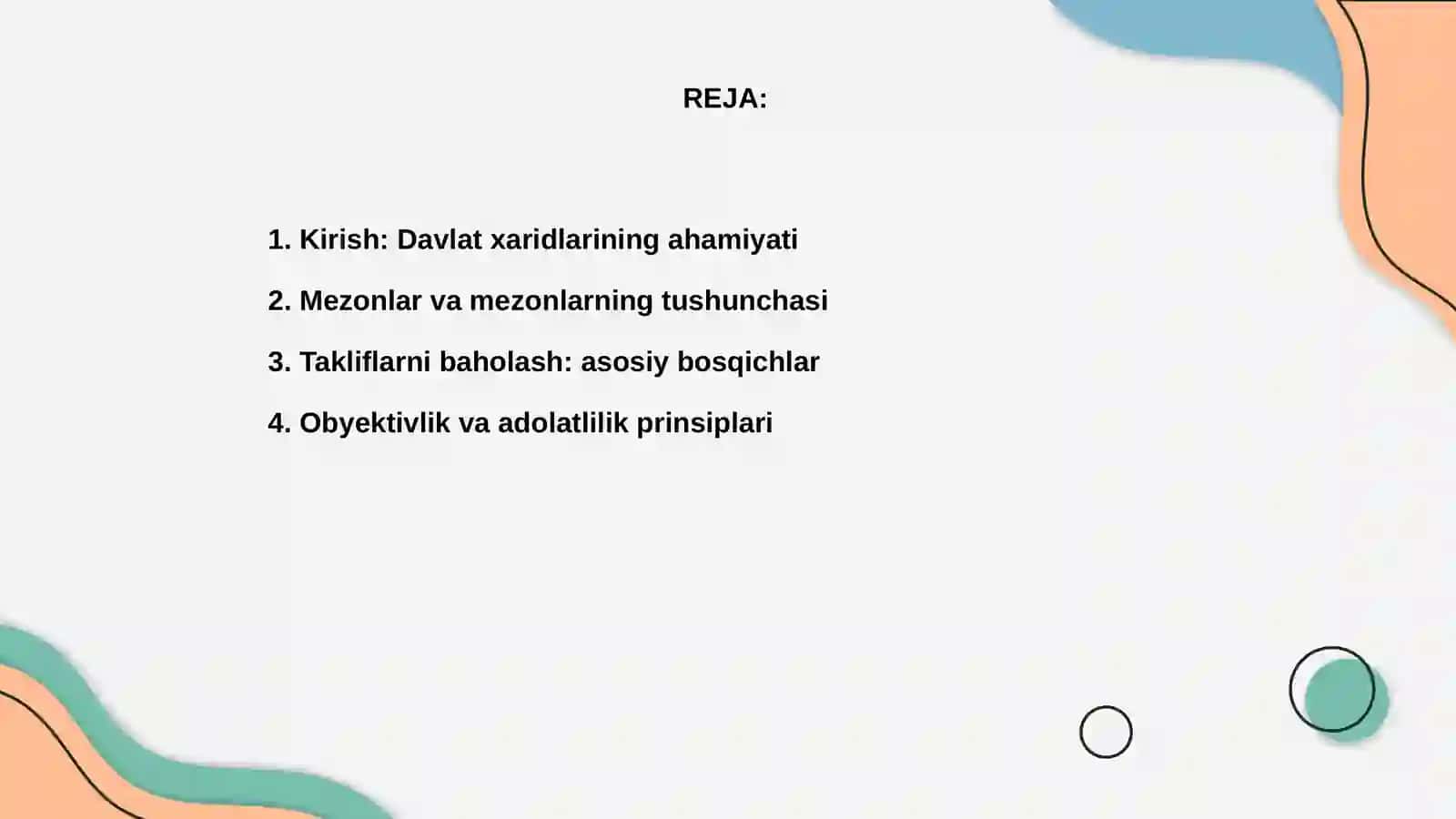Davlat xarid takliflarini baholash mezonlari va tartib-tamoillari:metodologik yondashuvlar 2