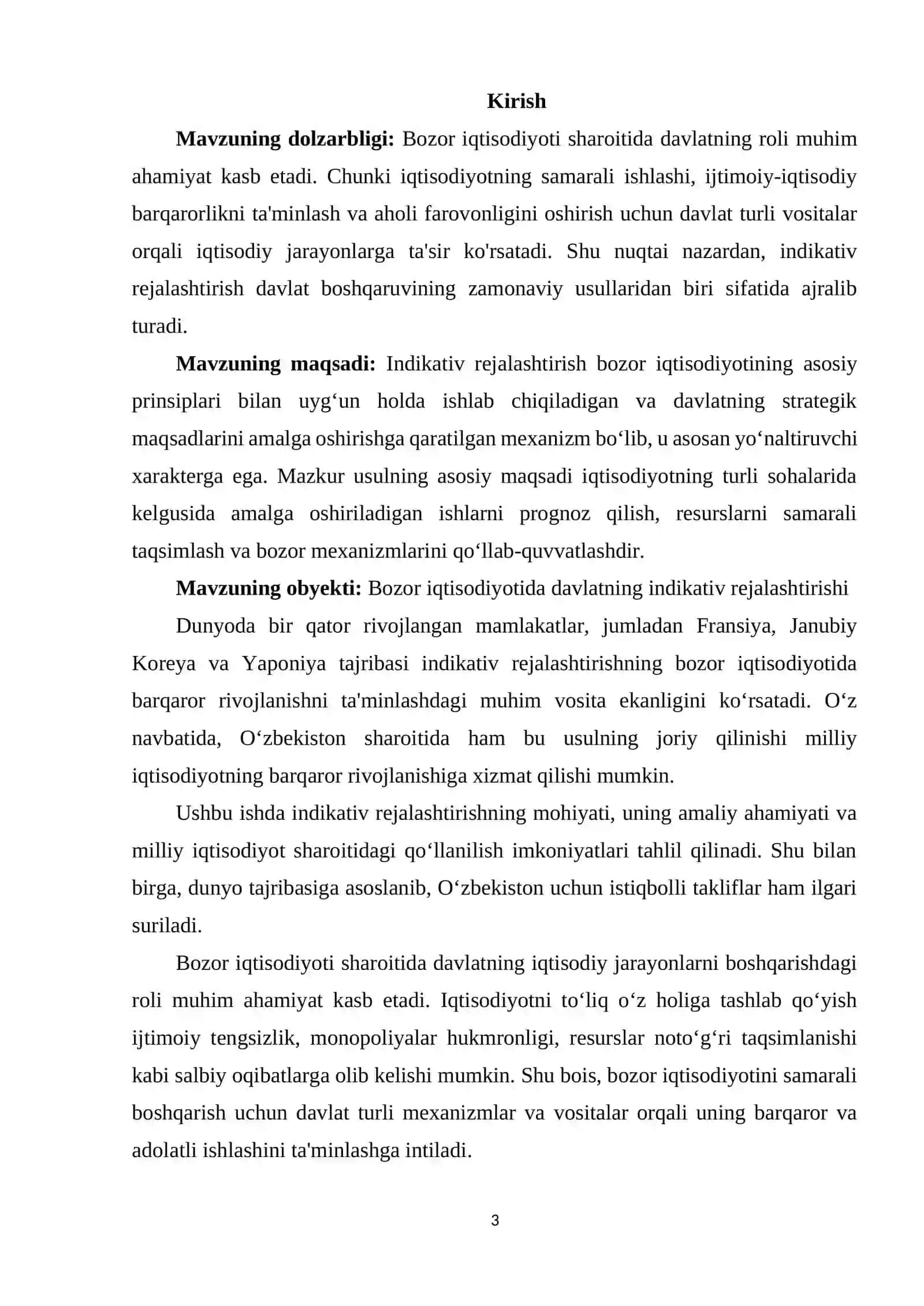 BOZOR IQTISODIYOTIDA DAVLATNING INDIKATIV REJALASHTIRISHI 2