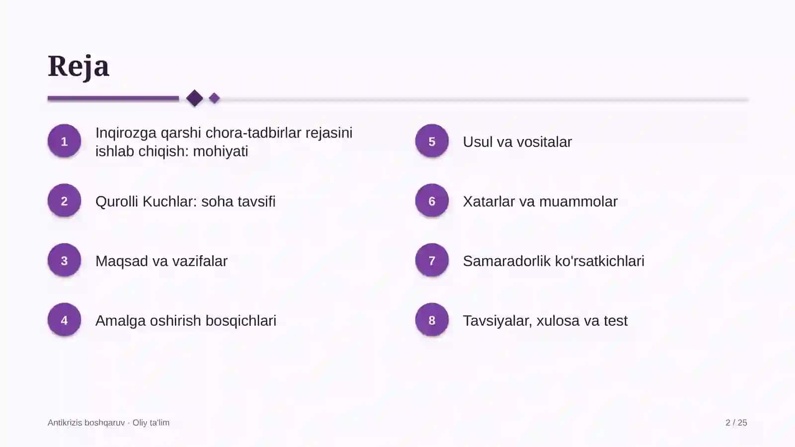 qurolli kuchlarda inqirozga qarshi chora tadbirlar rejasini ishlab chiqish 2388 2