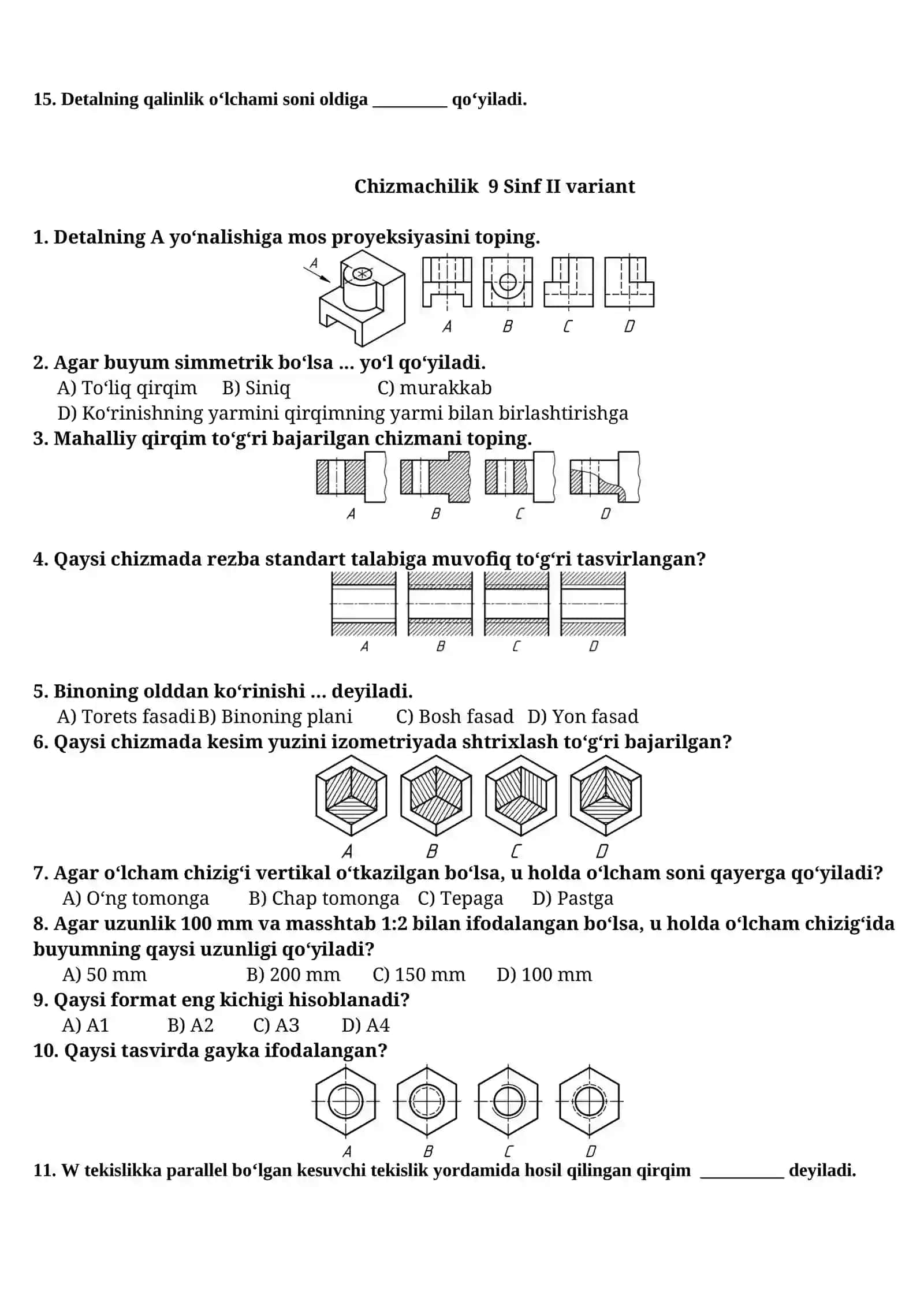 Chizmachilik 9 Sinf I variant 2