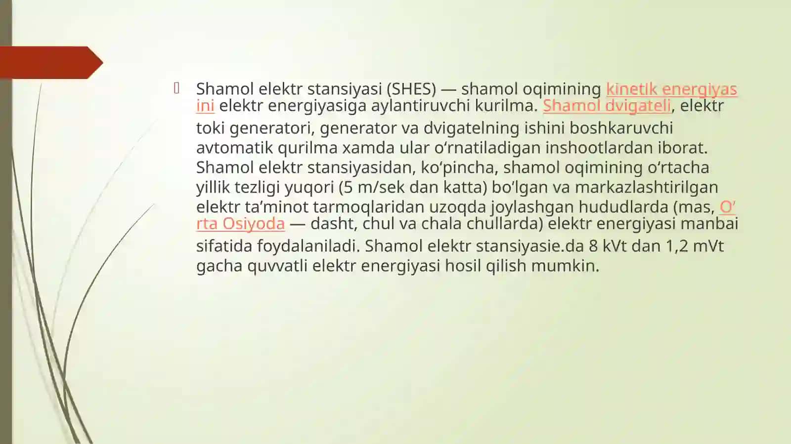 Shamol energiyasi va shamol elektr stansiyasi 2