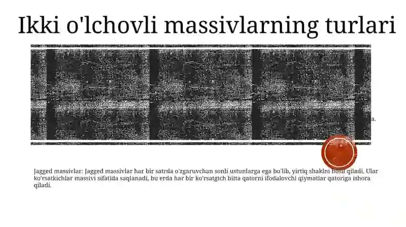 Ikki OʻLchovli Massivlarga Doir Dasturlar Tuzish 2