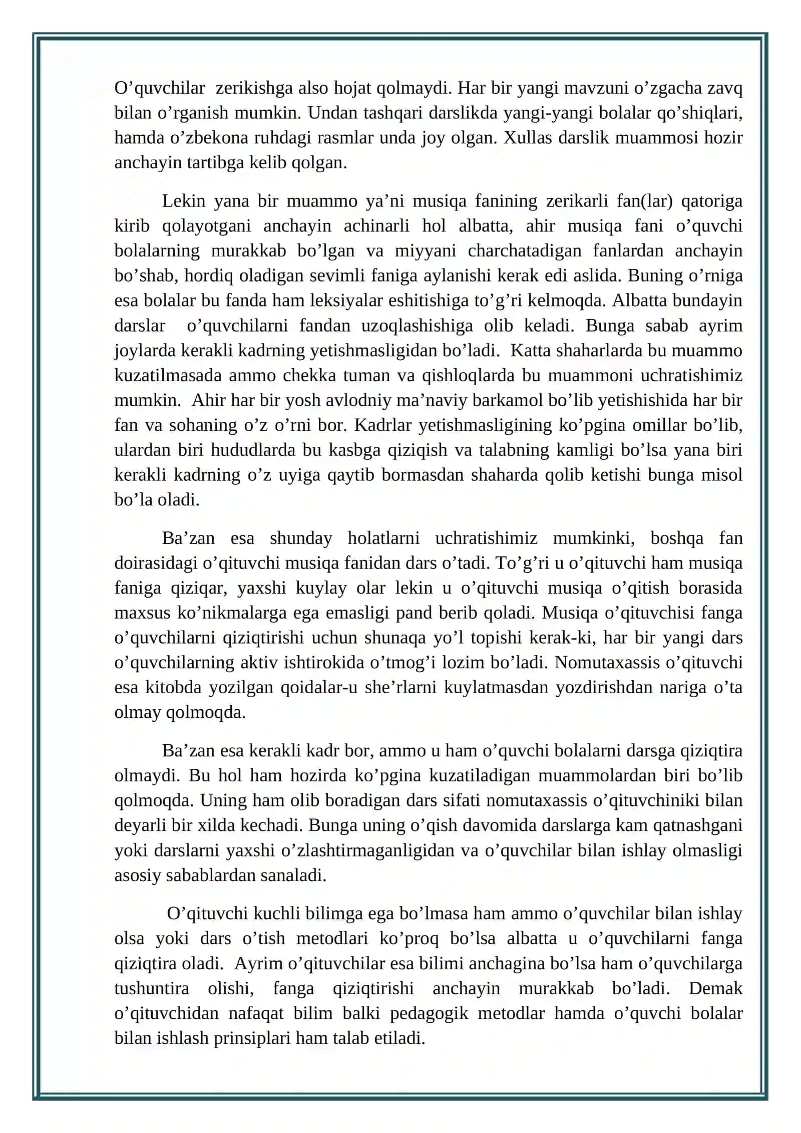 Boshlang’ich sinflarda musiqa fanini o’qitishning o’rni 2