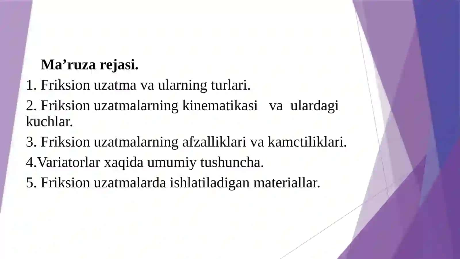 Friksion uzatmalar va variatorlar 2