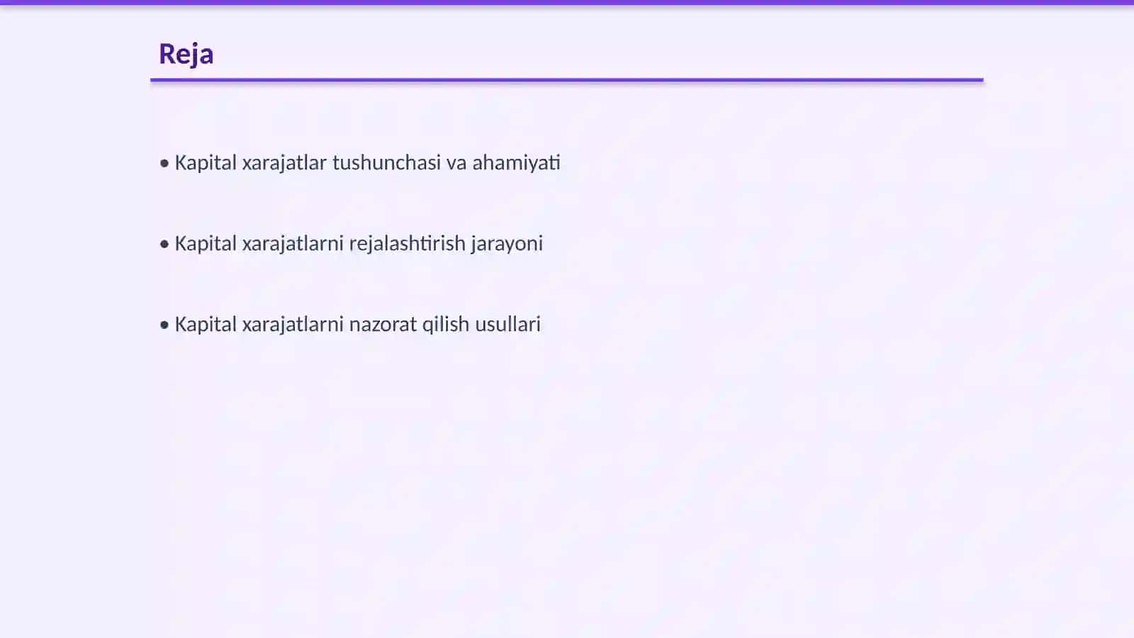 Kapital xarajatlarni rejalashtirish va nazorat qilish rejimi 2