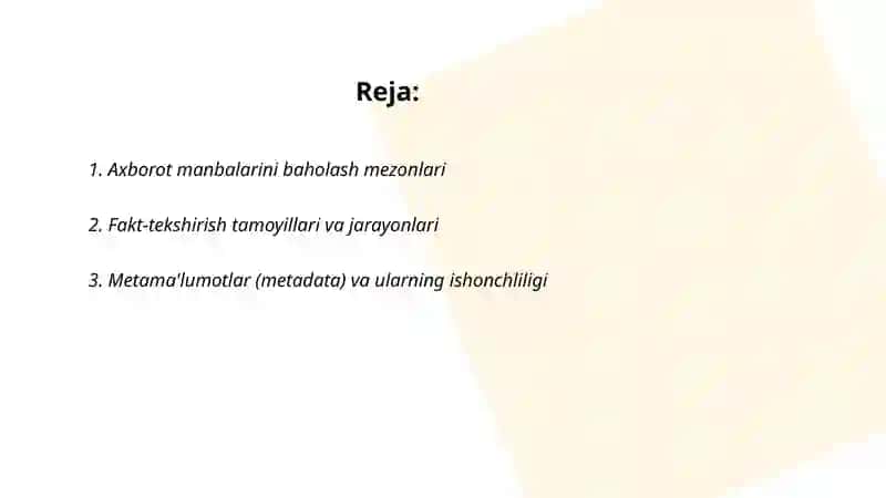Axborotning ishonchliligi va tekshirish usullari 2