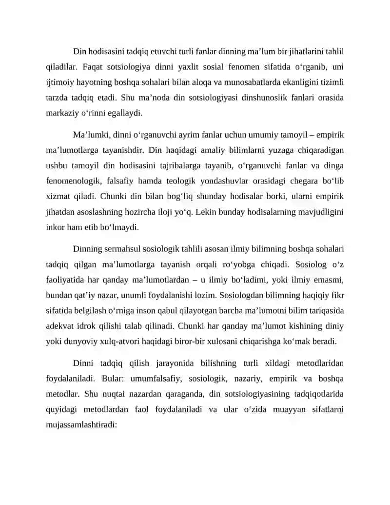 Dinlarni tadqiq etish metodologiyasi 2