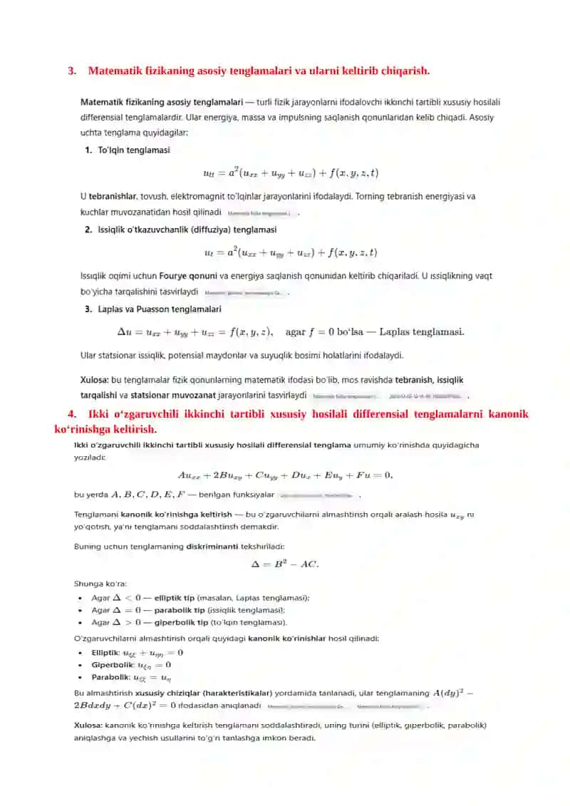 Xususiy hosilali differensial tenglamalar sinflari 2