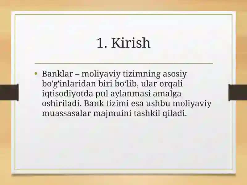 Banklarning Kelib Chiqishi va Bank Tizimi 2