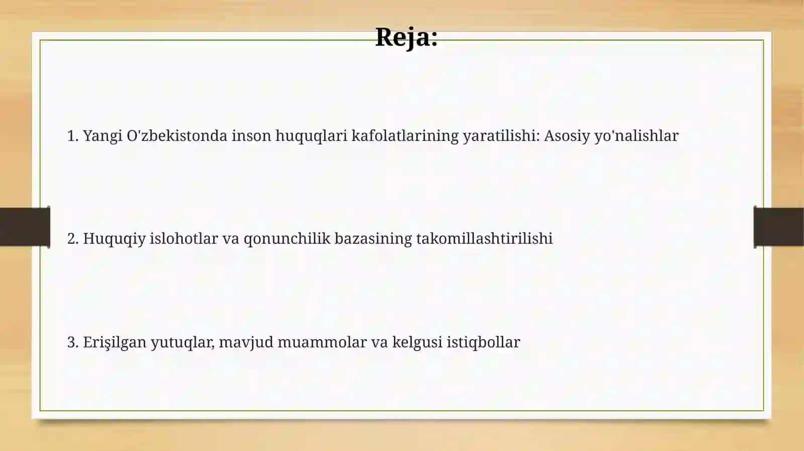 Yangi O'zbekistonda inson huquqlari kafolatlarining yaratilishi: Asosiy yo'nalishlar 2