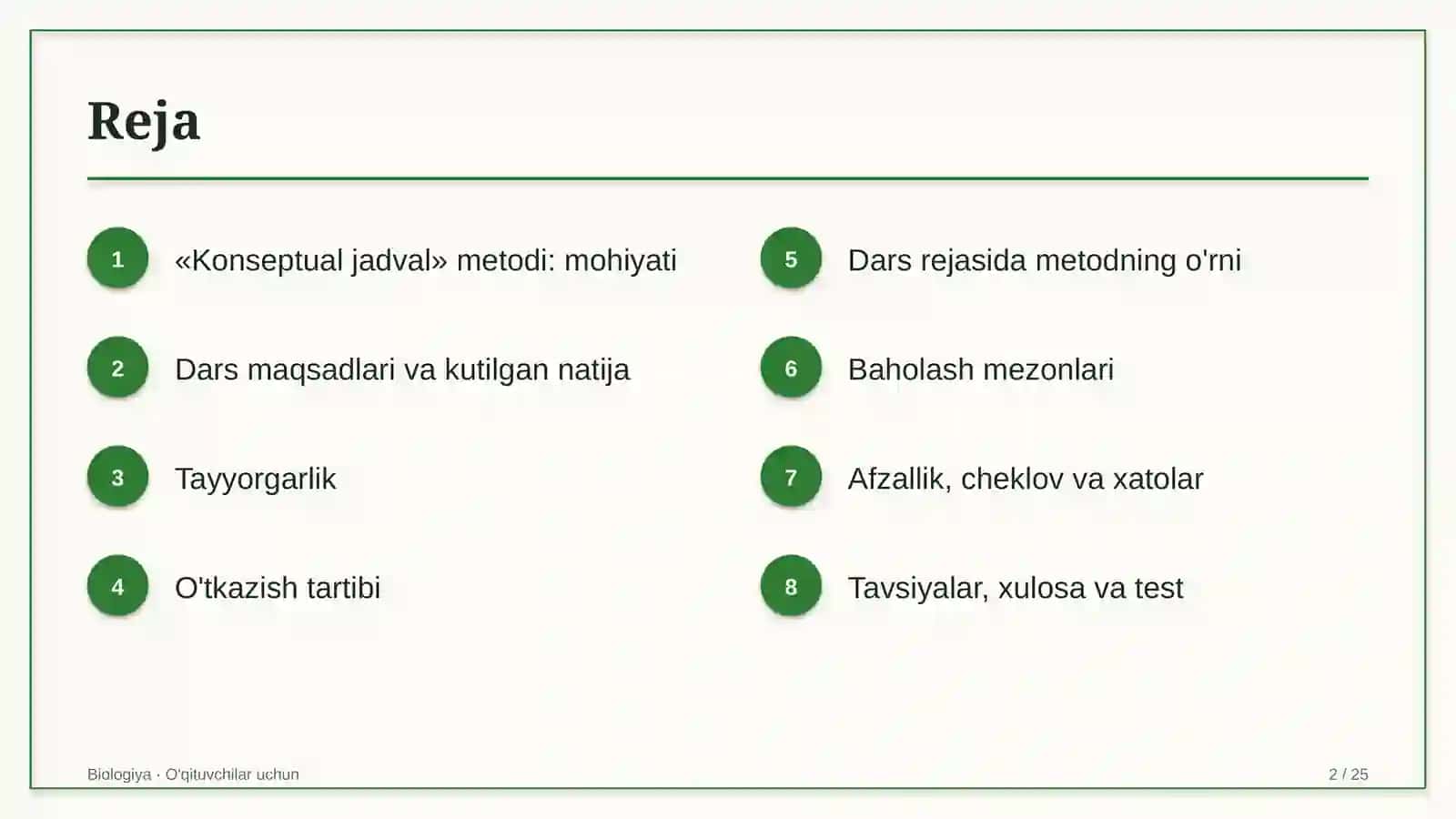 biologiya darslarida konseptual jadval metodidan foydalanish 8971 2