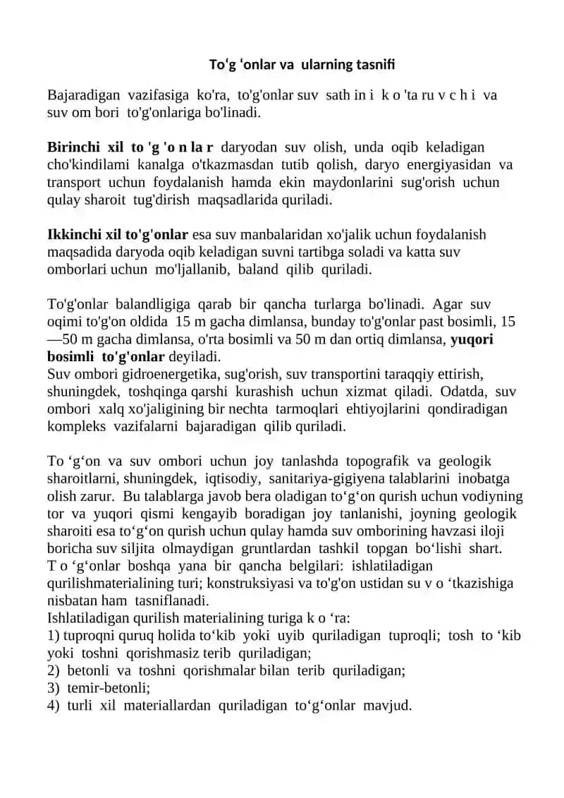 Yer tuproqlari eroziyasiga qarshilik ko’rsatuvchi gidrotexnika va meliorativ inshootlar 2