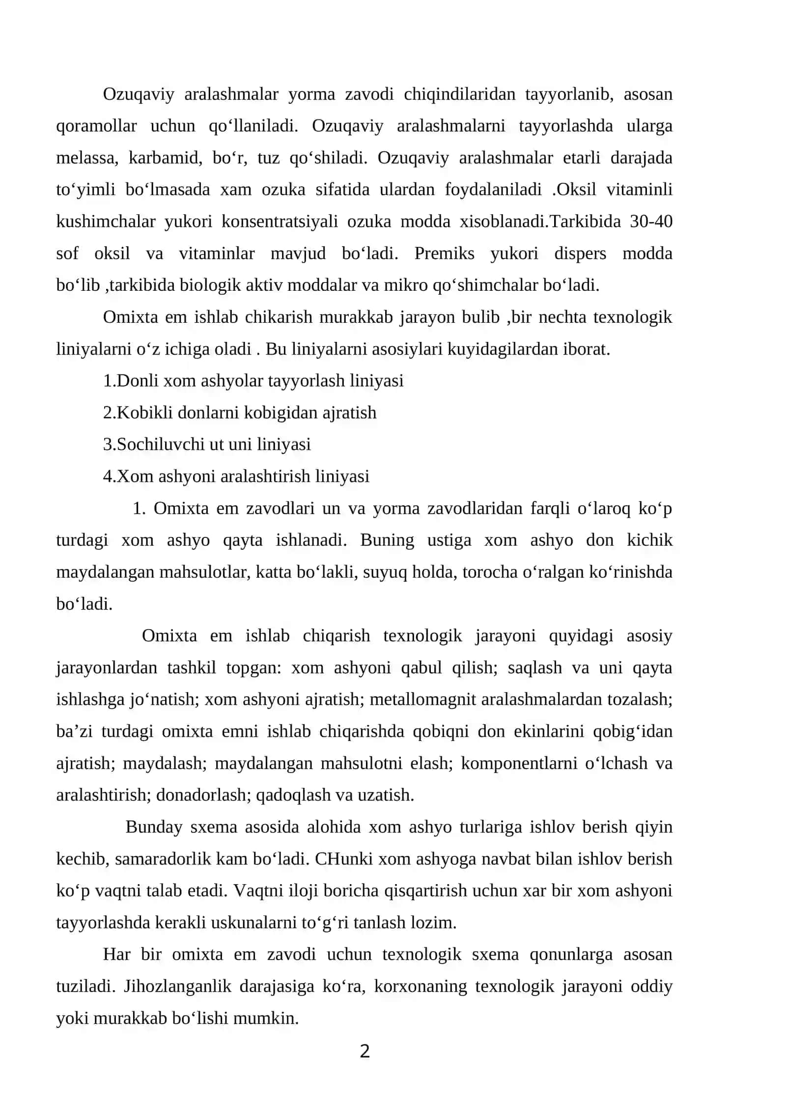 Omixta em ishlab chiqarish asoslari va jarayoni 2