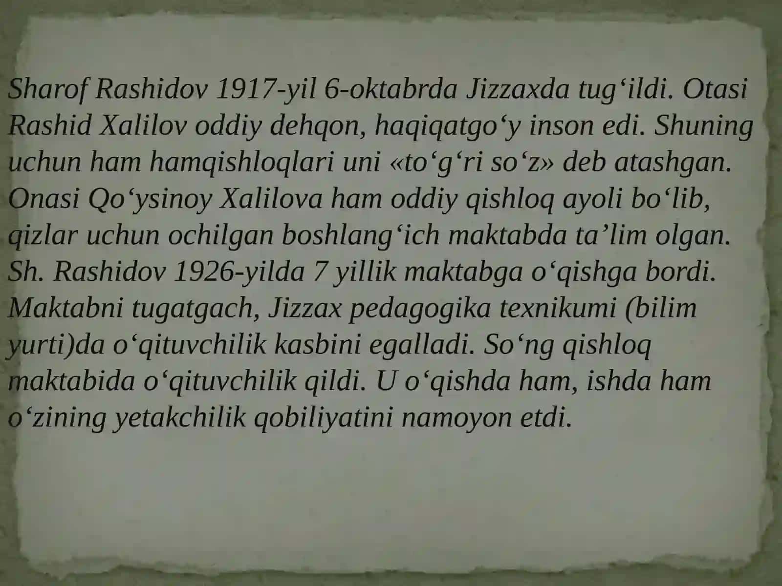 O’zbek xalqining otashqalb farzandi 2