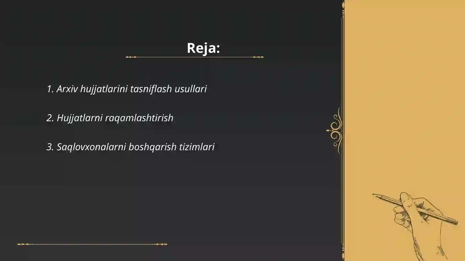 Arxiv hujjatlarini fondlashtirish, butlash va saqlovxonalarni nazoratga olish 2