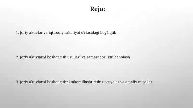 Korxona iqtisodiy salohiyatini oshirish masalalarida joriy aktivlar tahlili 2
