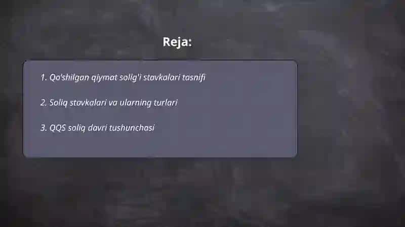 Qo'shilgan qiymat solig'i stavkalari va soliq davri 2