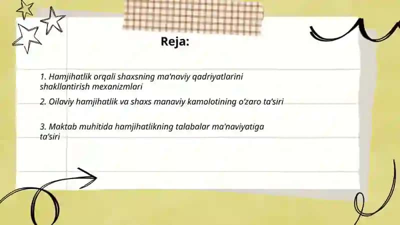 Shaxs manaviy kamolotini shakllantirishda hamjihatlikning oʻrni 2