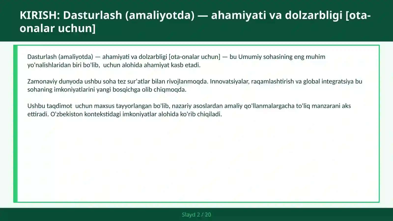 Dasturlash (amaliyotda) — ahamiyati va dolzarbligi [ota-onalar uchun] 2