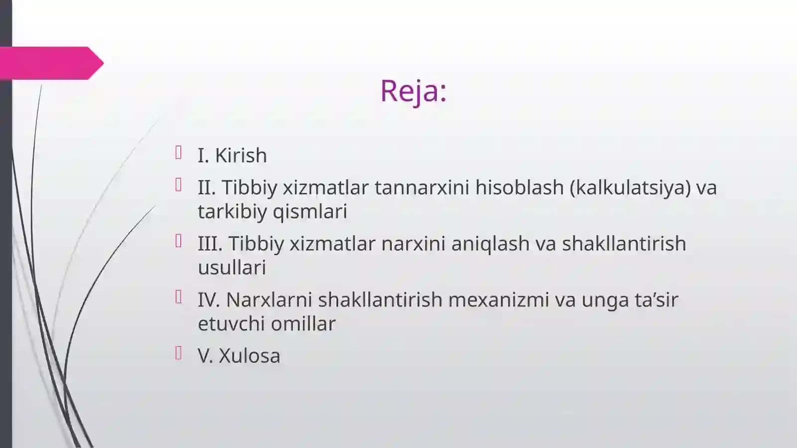 Tibbiyxizmatlarning narxlarini aniqlash usullari va narxlarni shakllantirish mexanizmi 2
