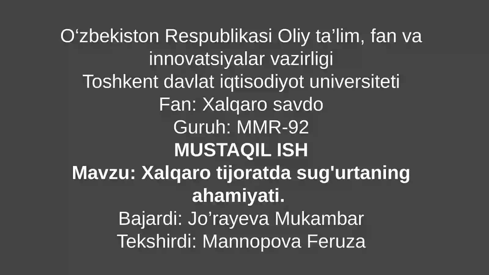Xalqaro tijorat asoslari 2