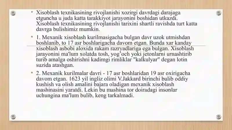 Elеktron hisoblash mashinalarning yaratilish tarixi 2