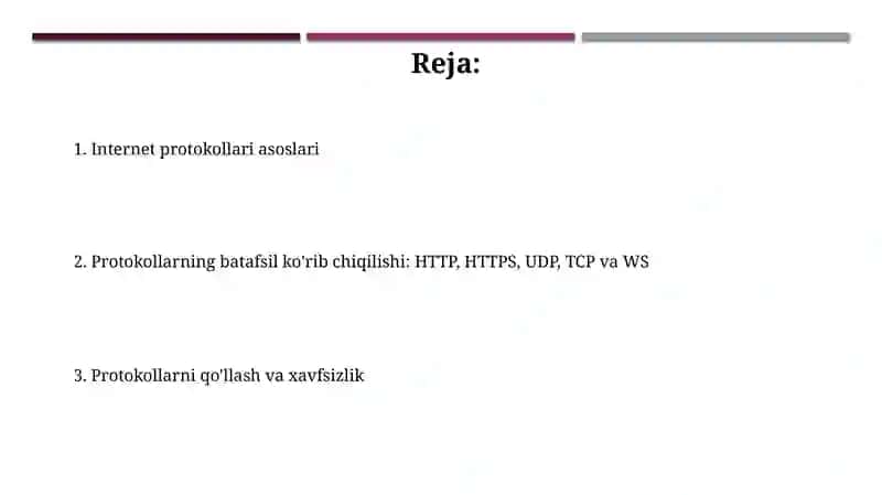 Internet protokollari: http, https, udp, tcp va ws 2