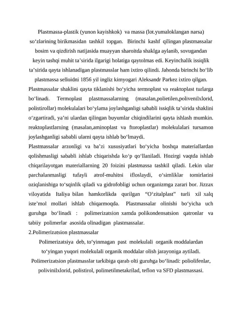 Plastmassa konstruksiyalari 2