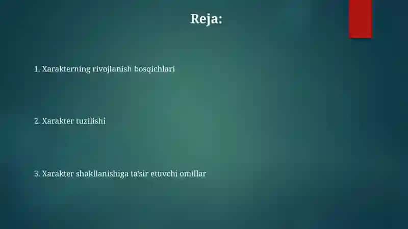 Xarakter shakillanishiga ta'sir etuvchi omillar 2