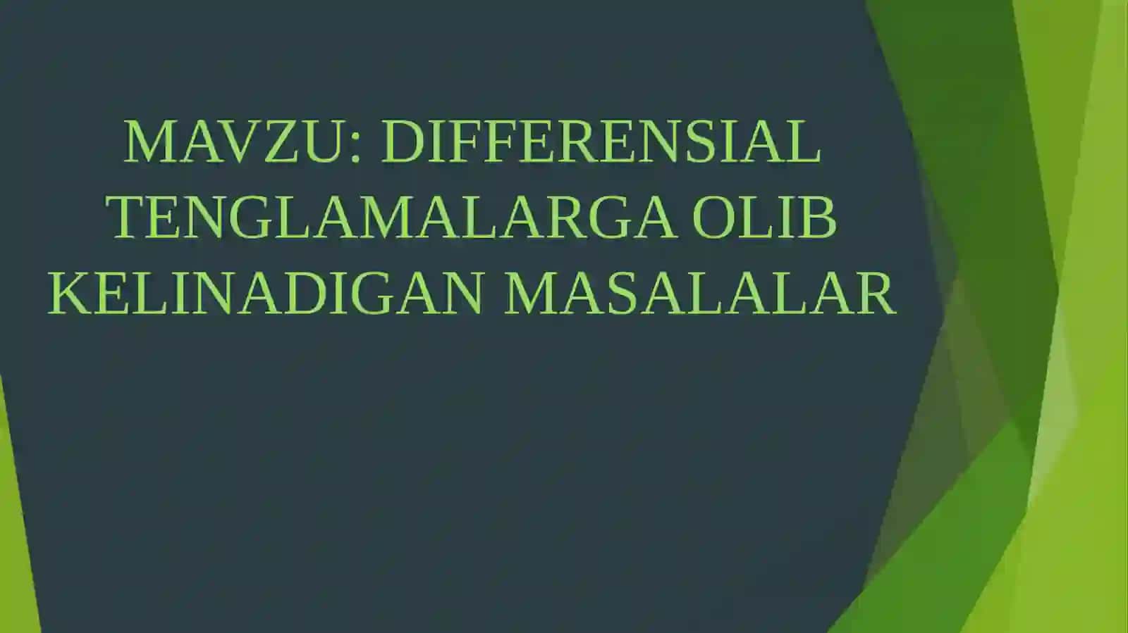 Differensialtenglamalarfani 2
