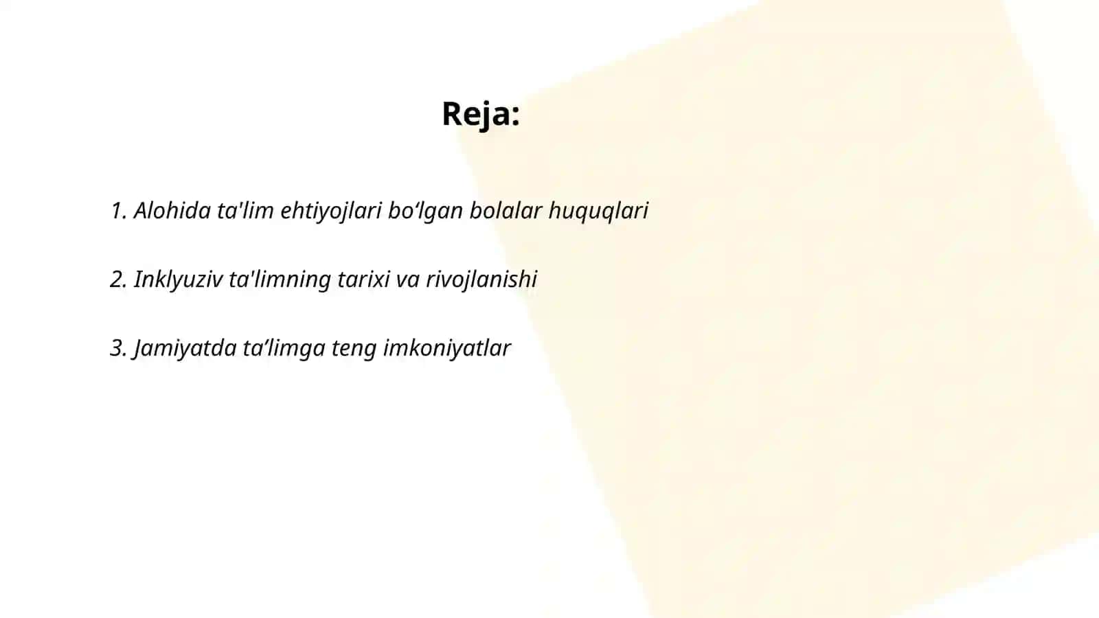 Jamoatchilik oʻrtasida alohida taʼlim ehtiyojlari boʻlgan bolalarning bilim olish huquqi, inklyuziv oʻqishning mazmun-mohiyati haqida tushuntirish ishlarini olib borish 2