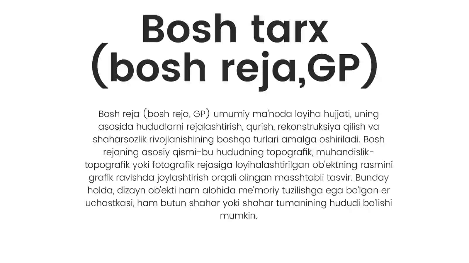 Bosh tarhni ishlab chiqish. 2