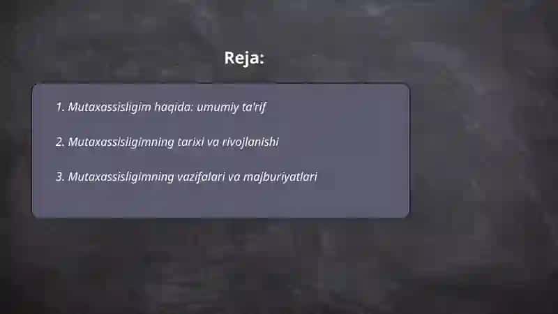 Mutaxassisligim haqida 2