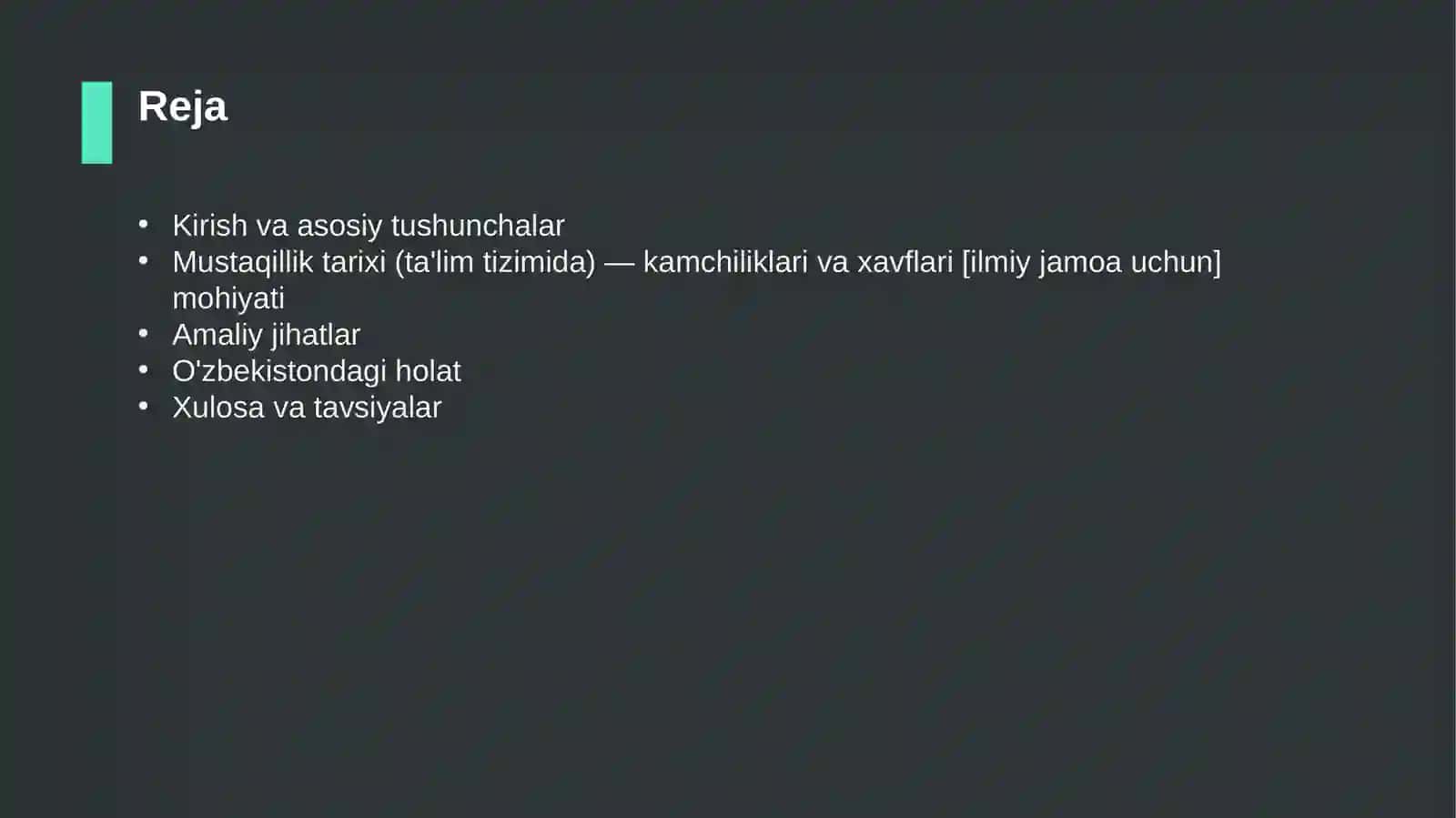 Mustaqillik tarixi (ta'lim tizimida) — kamchiliklari va xavflari [ilmiy jamoa uchun] 2