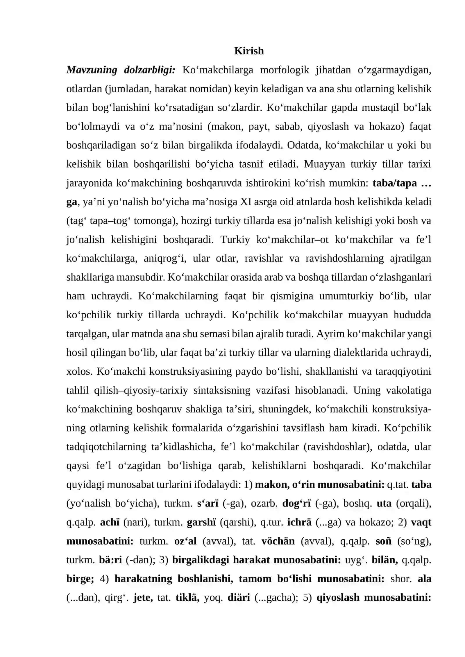 TURKIY TILLARDA YORDAMCHI SO‘ZLARNING UMUMIY VA FARQLI JIHATLARI 2