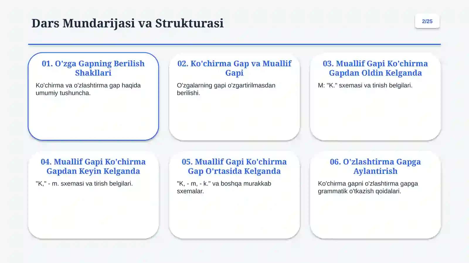 Ko'chirma va O'zlashtirma Gaplar Sintaksisi va Imlosi 2