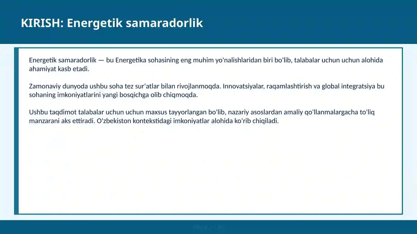 Energetik samaradorlik 2