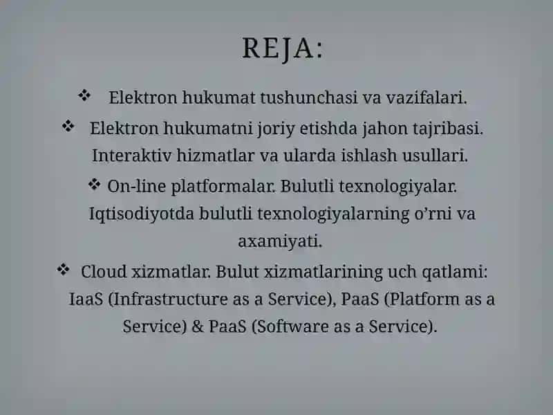 Elektron hukumat va Bulutli texnologiyalar 2