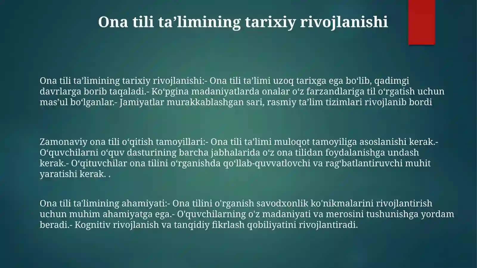Zamonaviy Ona Tili Darslarini TashkilEtishTamoyillari 2