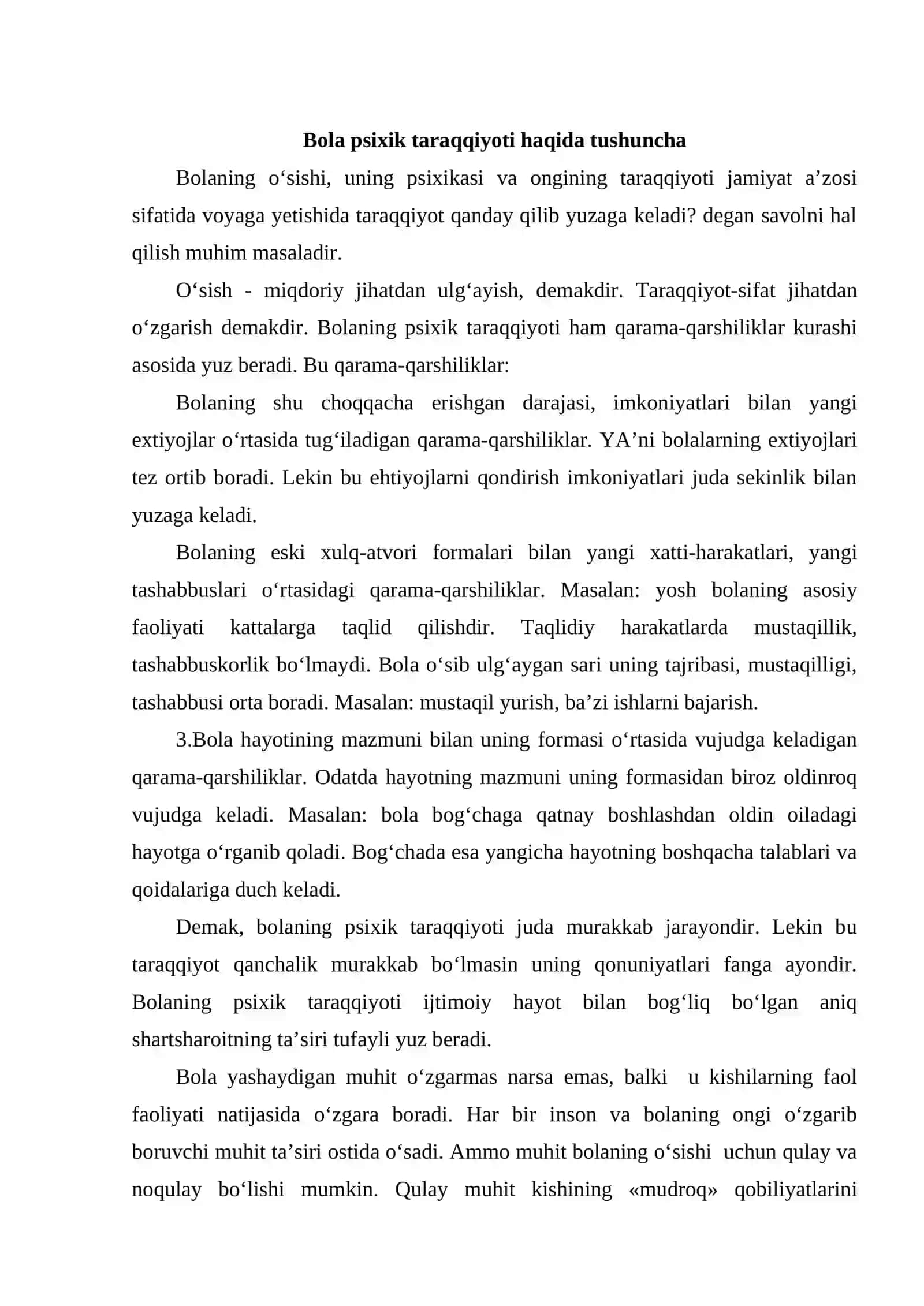 Psixik rivojlanishning asosiy qonuniyatlari 2