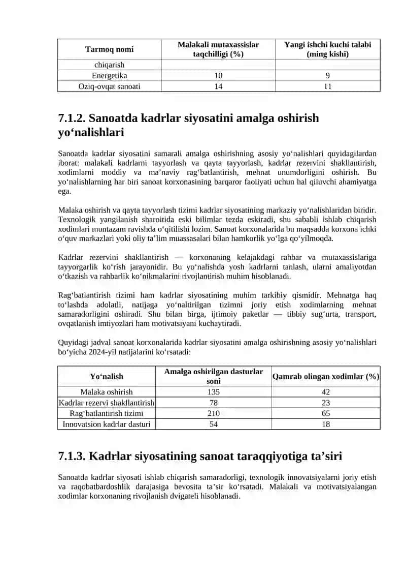 Kadrlar siyosati va uning sanoat taraqqiyotidagi roli 2