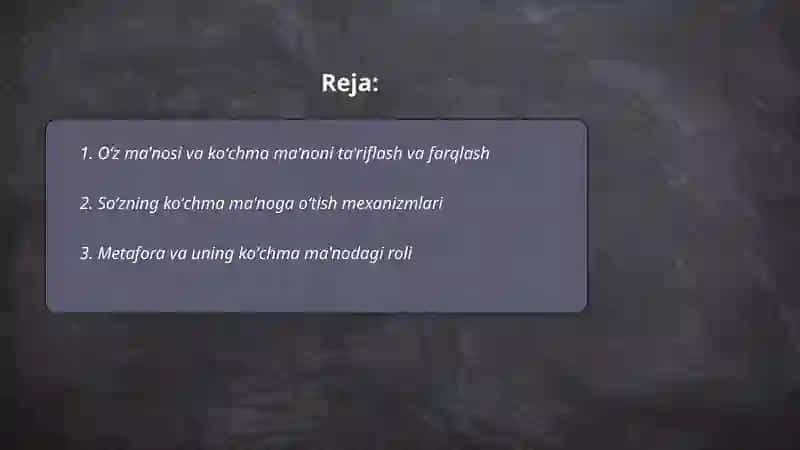 Soʻzning oʻz va koʻchma ma'nolari 2
